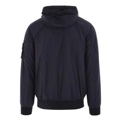 Stone Island Compass-patch Zip-up Jacket In Blue
