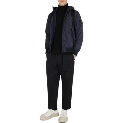 Stone Island Compass-patch Zip-up Jacket In Blue