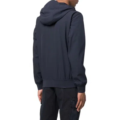 Stone Island Soft Shell-r Hooded Jacket 'navy' In Blue