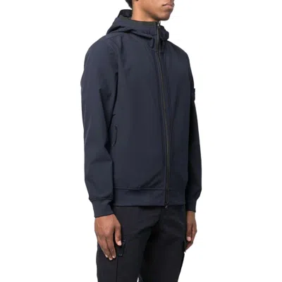 Stone Island Soft Shell-r Hooded Jacket 'navy' In Blue