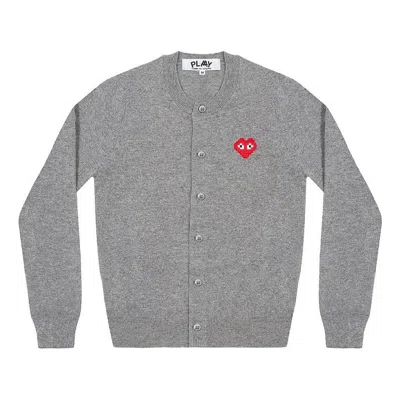 Comme Des Garçons Play (wmns) Comme Des Garcons Play Cardigan Invader Emblem 'grey' In Gray
