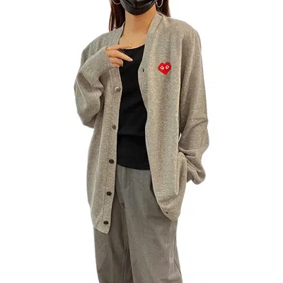 Comme Des Garçons Play (wmns) Comme Des Garcons Play Cardigan Invader Emblem 'grey' In Gray