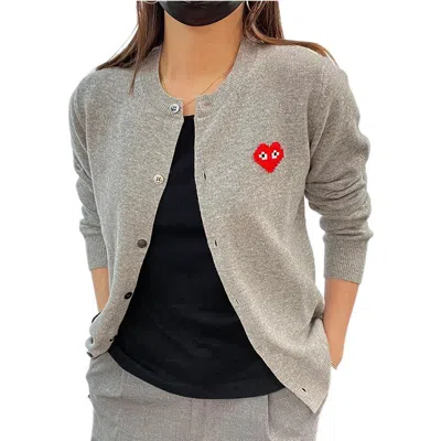 Comme Des Garçons Play (wmns) Comme Des Garcons Play Cardigan Invader Emblem 'grey' In Gray