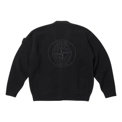 Supreme X Stone Island Fw23 Week10 Boucle Cardigan Jacket 'black'