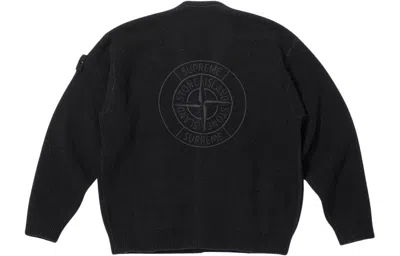 Supreme X Stone Island Fw23 Week10 Boucle Cardigan Jacket 'black'