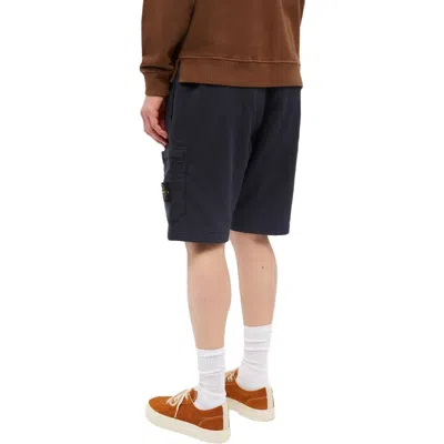 Stone Island Garment Dyed Sweat Shorts 'navy' In Blue