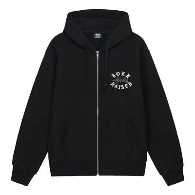Stussy X Born X Raised Logo Zip Hoodie 'black'