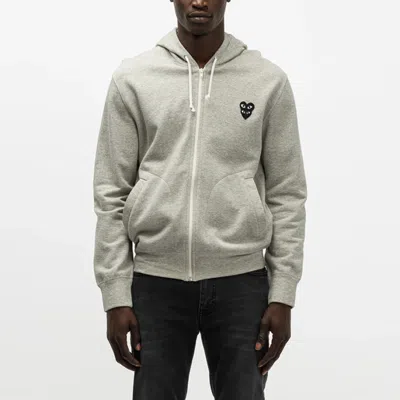 Comme Des Garçons Play Comme Des Garcons Play Zip Hooded Sweatshirt With Black Family Heart 'grey' In Gray