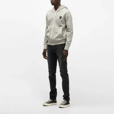 Comme Des Garçons Play Comme Des Garcons Play Zip Hooded Sweatshirt With Black Family Heart 'grey' In Gray
