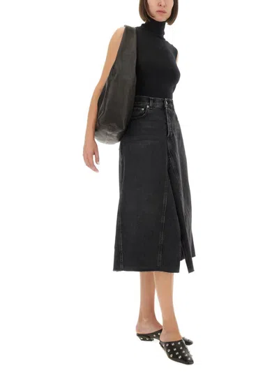Haikure High-waisted Skirt With Back And Side Pockets In Black