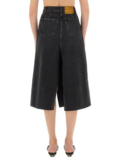 Haikure High-waisted Skirt With Back And Side Pockets In Black