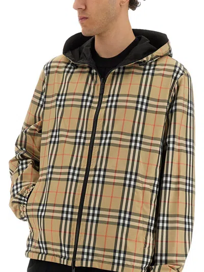 Burberry Printed Polyester Reversible Jacket In Neutral