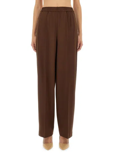 Fabiana Filippi Wide Leg Trousers Full Length In Brown