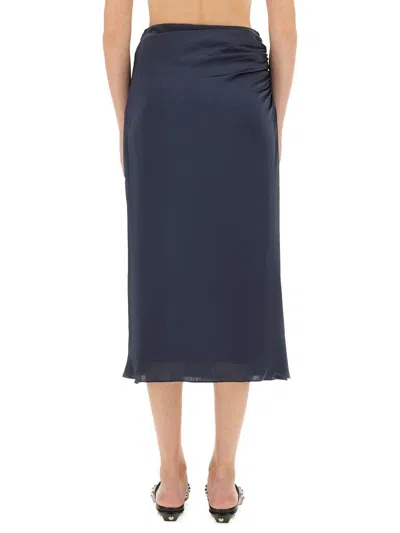 Theory Draped Midi Skirt In Blue