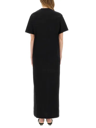 Msgm Black Printed Maxi Dress In Black