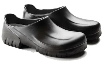 Birkenstock A 640 Pu Black Steel Toe Cap Clogs In Black