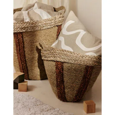 Ferm Living Natural Red Brown Mar Woven Baskets Set Of Two