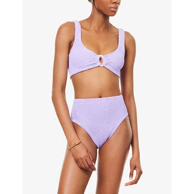 Hunza G Womens Lilac Nadine Pearly-hoop Crinkle Bikini Set