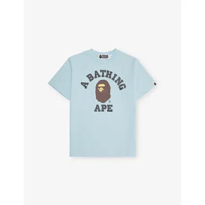 A Bathing Ape Sax College Brand-print Cotton-jersey T-shirt 10- In Blue