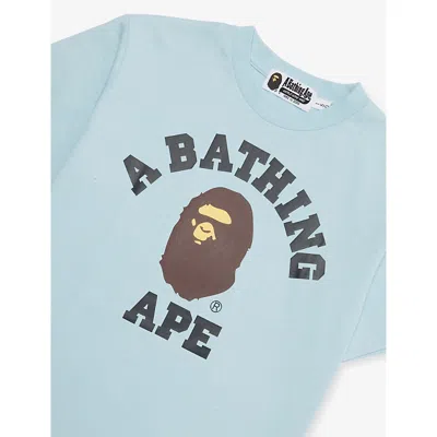 A Bathing Ape Sax College Brand-print Cotton-jersey T-shirt 10- In Blue