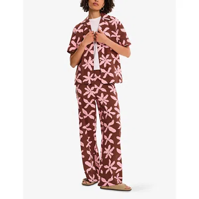 Omnes Womens Pink Multi Oaklyn Floral-print Cotton And Linen Shirt