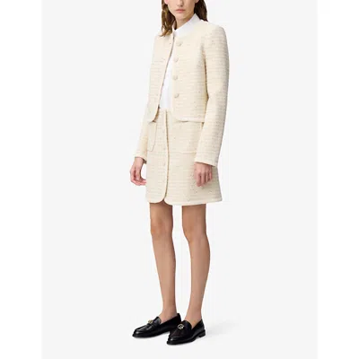 Claudie Pierlot Womens Naturels Patch-pocket Button-down Tweed Mini Skirt