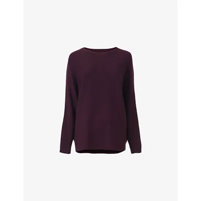Leem Mens Purple Batwing-sleeve Relaxed-fit Knitted Jumper Xl