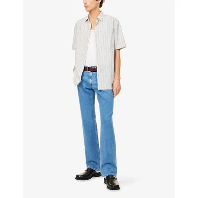 Paige Mens Campton Doheny Straight-leg Denim Jeans In Blue