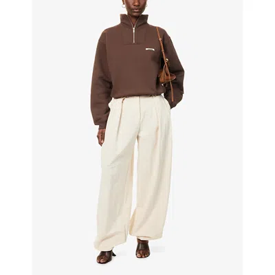 Jacquemus Grosgrain Sweatshirt With Turtleneck In Brown