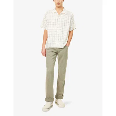Paige Mens Vintage Oak Moss Normandie Straight-leg Stretch-denim Jeans In Green