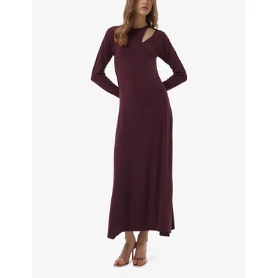 Leem Womens Purple Cut-out Gathered Stretch-jersey Maxi Dress