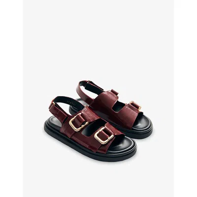 Alohas Womens Burgundy Harper Leather Sandals Eur 40 / 7 Uk
