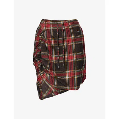 Vivienne Westwood Ruched Check Patterned Mini Skirt In Multi