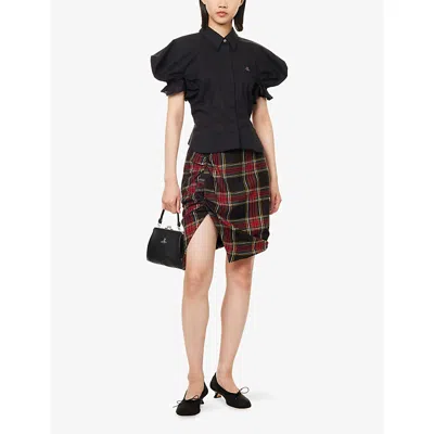 Vivienne Westwood Ruched Check Patterned Mini Skirt In Multi