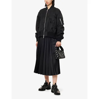 Sacai Womens Black Relaxed-fit Round-neck Shell Jacket In Black
