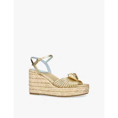Valentino Womens Gold Royal Wedge Leather Wedge Sandals Eur 36 / 3 Uk