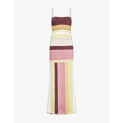 Sir Womens Elisa Stripe Fontana Striped Silk Midi Dress Xs In Multi