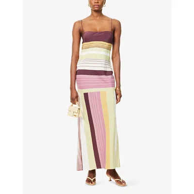 Sir Womens Elisa Stripe Fontana Striped Silk Midi Dress Xs In Multi
