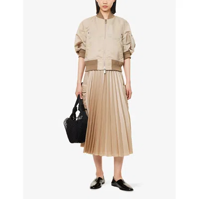 Sacai Womens Beige Regular-fit Puffed-short-sleeves Shell Jacket