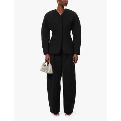 Jacquemus Le Pantalon Ovalo Pleated Wide-leg Trousers In Black