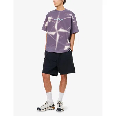 Stone Island Cotton Crew Neck T-shirt With Graphic Print In Gray