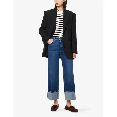 Paige Womens Sound Check Sasha Folded-cuffs Stretch-denim Jeans In Blue