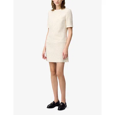 Claudie Pierlot Womens Naturels Round-neck Short-sleeve Tweed Mini Dress In Multi