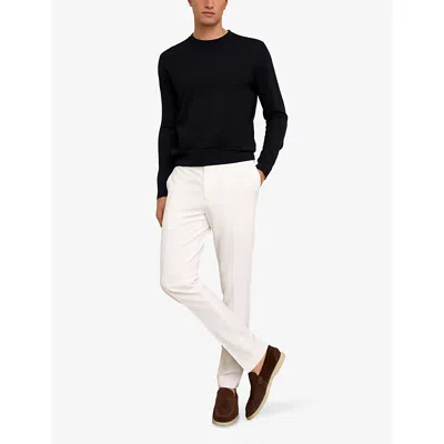 Reiss Mens White Found Drawstring-waist Slim-fit Stretch-woven Trousers In Gray