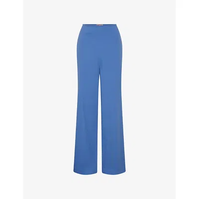 Omnes Womens Blue Tommy Wide-leg High-rise Cotton Trousers