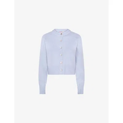 Omnes Womens Light Blue August Regular-fit Stretch-knit Cardigan Xs