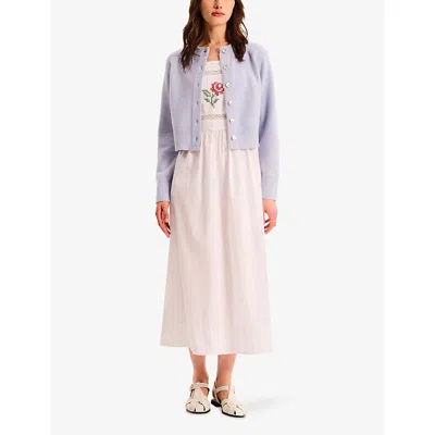 Omnes Womens Light Blue August Regular-fit Stretch-knit Cardigan Xs