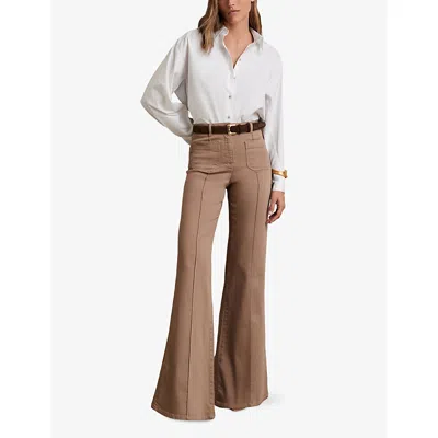 Reiss Womens White Callie Long-sleeved Cotton Oxford Shirt