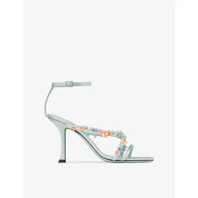 Jimmy Choo Blanche 90 Satin Heeled Sandals In White