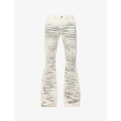 Jaded London Womens Airbrush Drift Flare-leg Cotton Denim Jeans In White